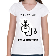 PRINTFASHION Bízz bennem - Női V-nyakú póló - Fehér