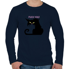PRINTFASHION Black cat - Férfi hosszú ujjú póló - Sötétkék