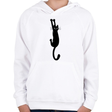 PRINTFASHION Black cat - Gyerek kapucnis pulóver - Fehér