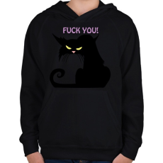 PRINTFASHION Black cat - Gyerek kapucnis pulóver - Fekete
