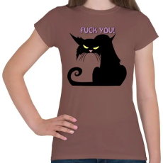PRINTFASHION Black cat - Női póló - Mogyoróbarna
