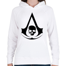 PRINTFASHION Black flag - Női kapucnis pulóver - Fehér női pulóver, kardigán
