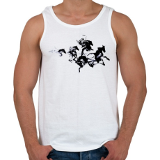 PRINTFASHION Black horses - Férfi atléta - Fehér