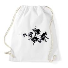 PRINTFASHION Black horses - Sportzsák, Tornazsák - Fehér tornazsák