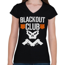 PRINTFASHION Blackout club - Női V-nyakú póló - Fekete női póló