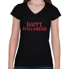 PRINTFASHION Bloody Halloween - Női V-nyakú póló - Fekete női póló