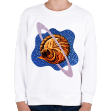PRINTFASHION Blue cat planet - Gyerek pulóver - Fehér gyerek pulóver, kardigán