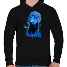 PRINTFASHION blue lion - Férfi kapucnis pulóver - Fekete