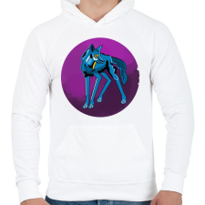 PRINTFASHION Blue Wolf - Férfi kapucnis pulóver - Fehér női pulóver, kardigán