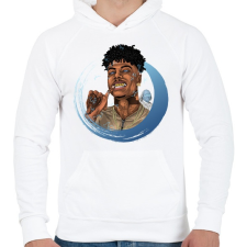 PRINTFASHION Blueface - Férfi kapucnis pulóver - Fehér férfi pulóver, kardigán
