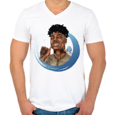 PRINTFASHION Blueface - Férfi V-nyakú póló - Fehér férfi póló