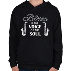 PRINTFASHION Blues is the voice - Gyerek kapucnis pulóver - Fekete