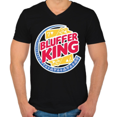 PRINTFASHION Bluffer King - Férfi V-nyakú póló - Fekete