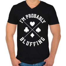 PRINTFASHION Bluffing - Férfi V-nyakú póló - Fekete férfi póló