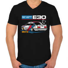 PRINTFASHION BMW 3 E30 - Férfi V-nyakú póló - Fekete