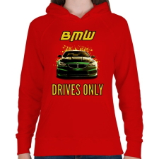 PRINTFASHION BMW-DRIVES ONLY - Női kapucnis pulóver - Piros női pulóver, kardigán