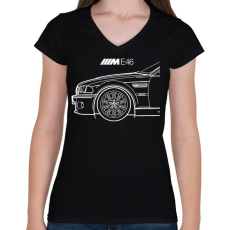 PRINTFASHION BMW E46 M power - Női V-nyakú póló - Fekete