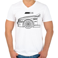 PRINTFASHION BMW E46 Mpower - Férfi V-nyakú póló - Fehér férfi póló