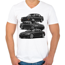 PRINTFASHION Bmw kupé evolúció - Férfi V-nyakú póló - Fehér