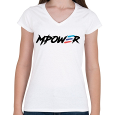 PRINTFASHION BMW MPOWER - Női V-nyakú póló - Fehér