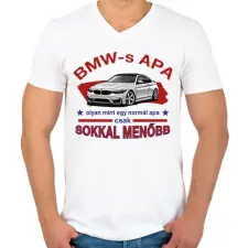 PRINTFASHION BMW-s APA - Férfi V-nyakú póló - Fehér férfi póló