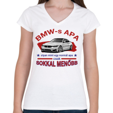 PRINTFASHION BMW-s APA - Női V-nyakú póló - Fehér női póló