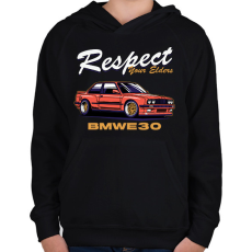 PRINTFASHION BMW tiszteld az idősebbet - Gyerek kapucnis pulóver - Fekete