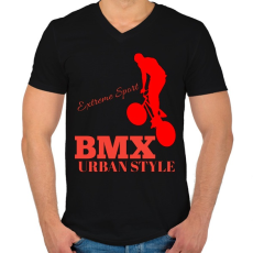 PRINTFASHION Bmx - Férfi V-nyakú póló - Fekete