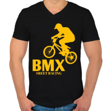 PRINTFASHION Bmx - Férfi V-nyakú póló - Fekete férfi póló