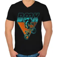 PRINTFASHION bmx - Férfi V-nyakú póló - Fekete férfi póló