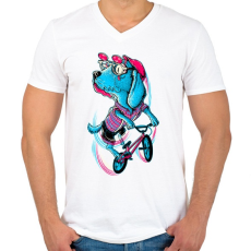 PRINTFASHION BMX kutya - Férfi V-nyakú póló - Fehér