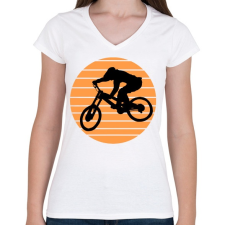 PRINTFASHION bmx - Női V-nyakú póló - Fehér női póló