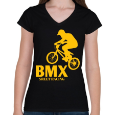 PRINTFASHION Bmx - Női V-nyakú póló - Fekete női póló