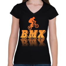 PRINTFASHION Bmx - Női V-nyakú póló - Fekete női póló