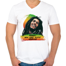 PRINTFASHION Bob Marley idézet - Férfi V-nyakú póló - Fehér férfi póló