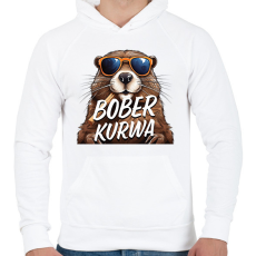 PRINTFASHION Bober Kurwa - Férfi kapucnis pulóver - Fehér