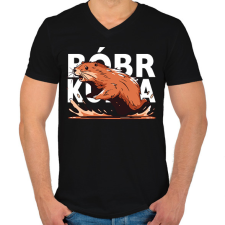 PRINTFASHION Bober Kurwa - Férfi V-nyakú póló - Fekete férfi póló