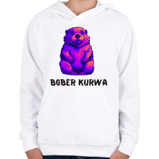 PRINTFASHION Bober kurwa - Gyerek kapucnis pulóver - Fehér