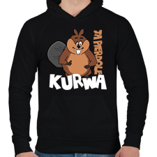 PRINTFASHION Bober Kurwa - White - Férfi kapucnis pulóver - Fekete férfi pulóver, kardigán