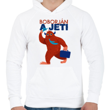 PRINTFASHION Boborján a jeti - Férfi kapucnis pulóver - Fehér férfi pulóver, kardigán