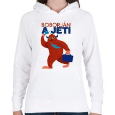 PRINTFASHION Boborján a jeti - Női kapucnis pulóver - Fehér női pulóver, kardigán