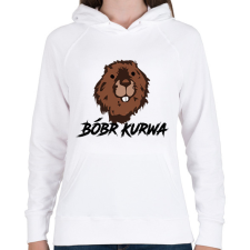 PRINTFASHION Bóbr kurwa - Női kapucnis pulóver - Fehér női pulóver, kardigán