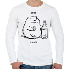 PRINTFASHION Bobr - vonalas - Férfi hosszú ujjú póló - Fehér