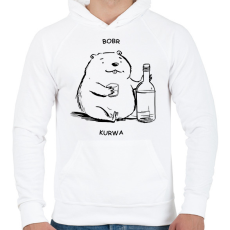 PRINTFASHION Bobr - vonalas - Férfi kapucnis pulóver - Fehér