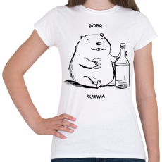 PRINTFASHION Bobr - vonalas - Női póló - Fehér