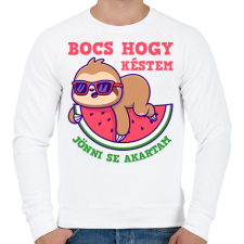 PRINTFASHION Bocs hogy késtem - Férfi pulóver - Fehér férfi pulóver, kardigán