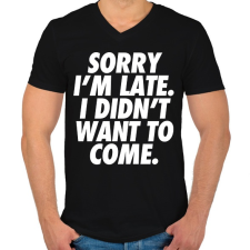 PRINTFASHION Bocs, hogy késtem... - Férfi V-nyakú póló - Fekete férfi póló