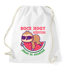 PRINTFASHION Bocs hogy késtem - Sportzsák, Tornazsák - Fehér tornazsák