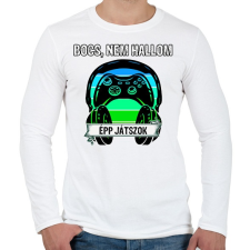 PRINTFASHION Bocs nem hallom, épp játszok - Férfi hosszú ujjú póló - Fehér férfi póló