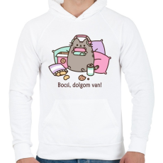 PRINTFASHION Bocsi, dolgom van! - Férfi kapucnis pulóver - Fehér